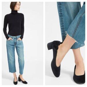 Everlane The Day Heel Suede Block Pumps 10.5 Black